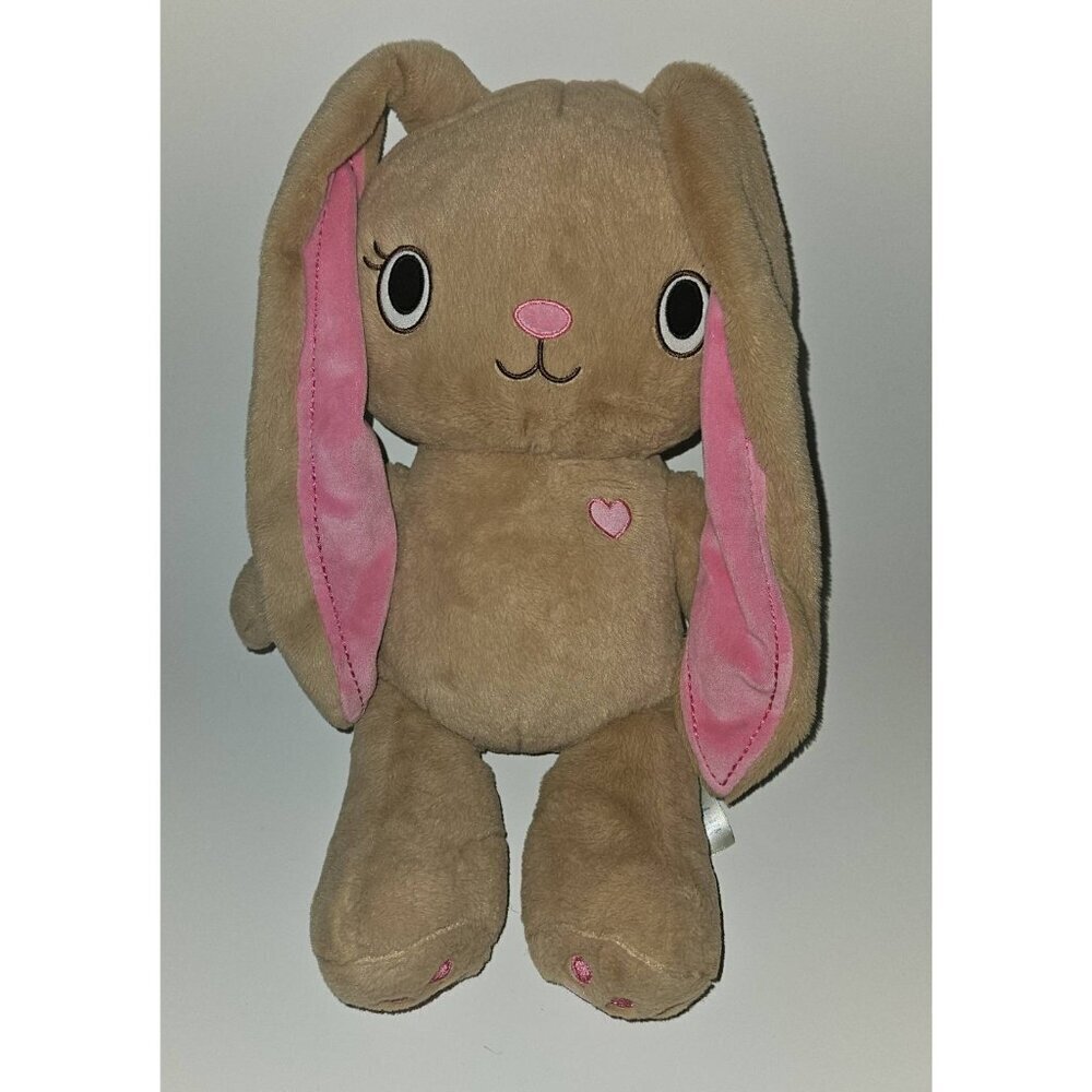 BABW Build A Bear Kabu Pawlette Bunny Rabbit Plush Brown Pink Heart Easter